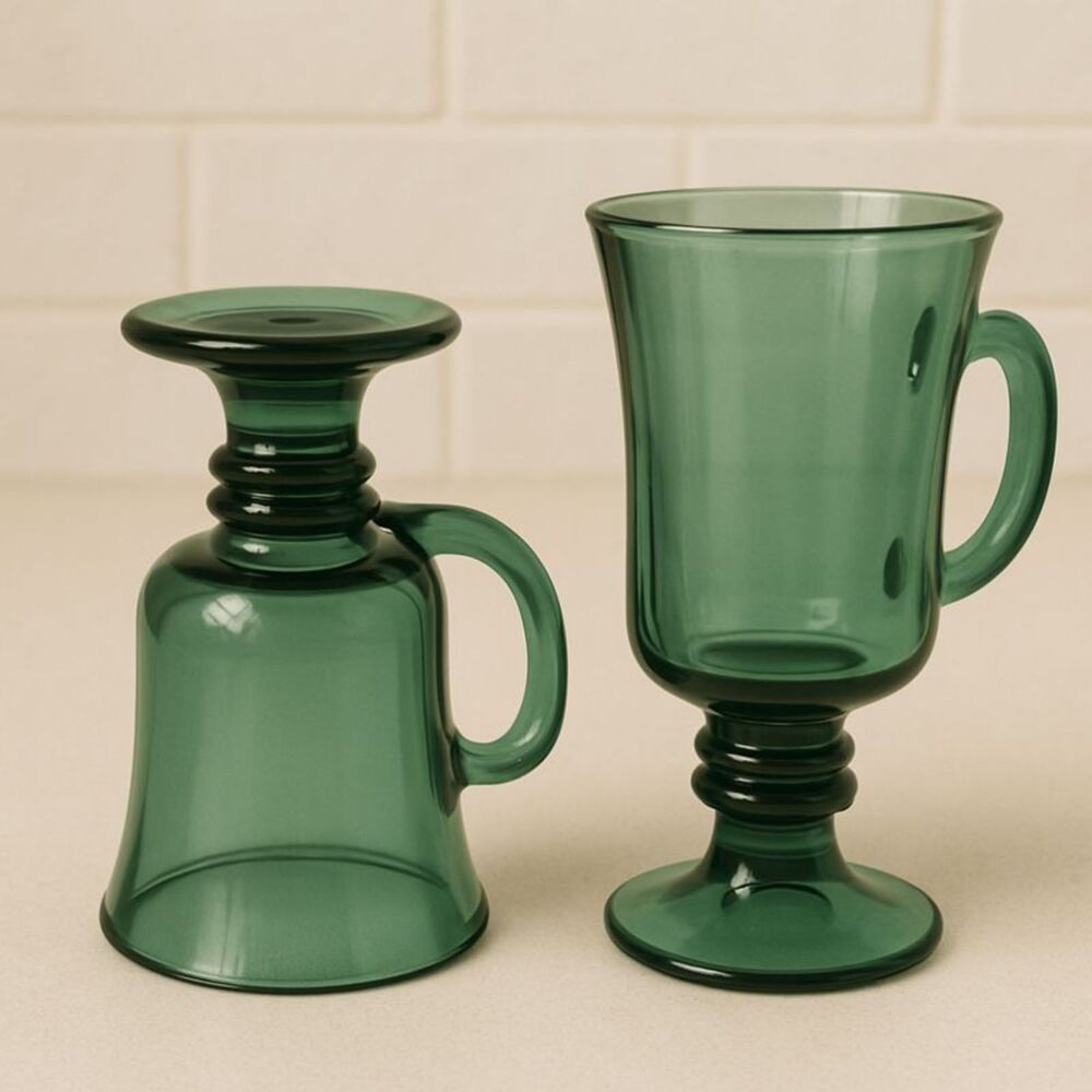 Libbey | Emerald Green Footed Irish Coffee Mugs Set of 4 | EUC - Picture 4 of 7